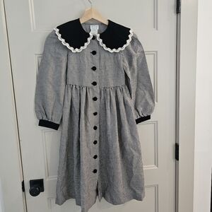 Vintage Jessica Ann Peter Pan Color Dress In Hounstooth Pattern Sz 7